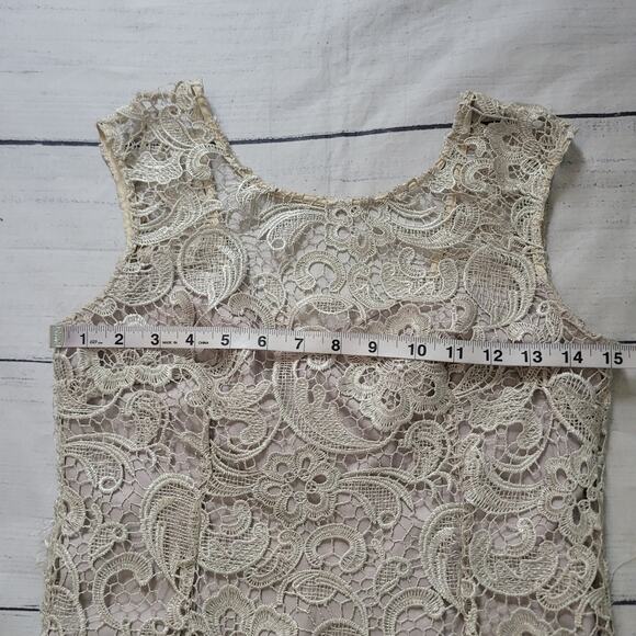 Alna be Size M Ivory Lace Overlay Bodycon Cocktail Dress Wedding Rehearsal - Picture 5 of 8